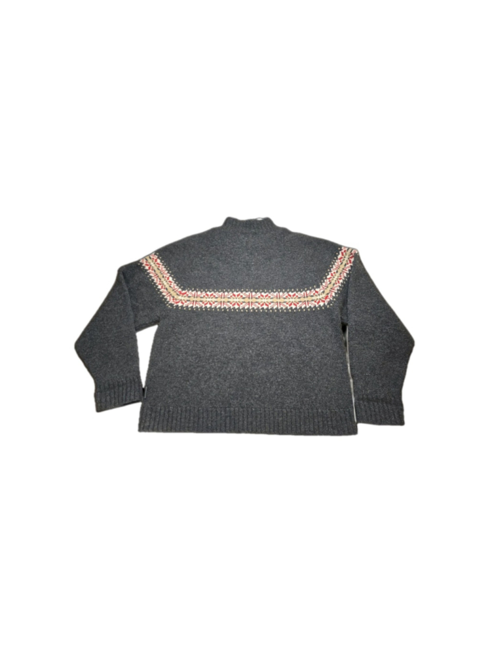 Woolrich 1/4 Zip Charcoal Heather Gray Lambs Wool Sweater Fair Isle Grannycore - Picture 3 of 9